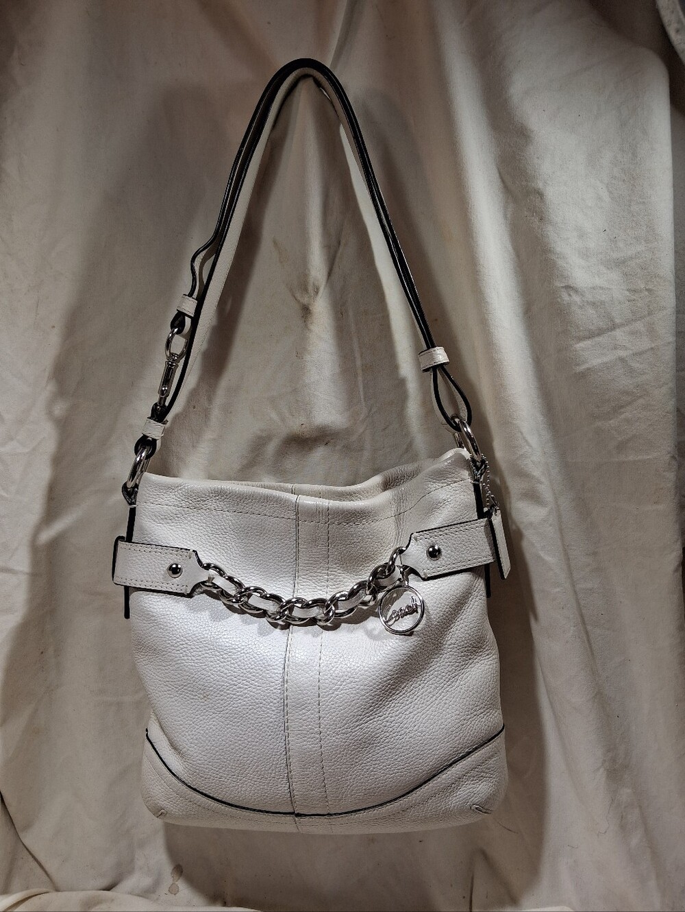 Coach all pebbled leather convertible chain duffle